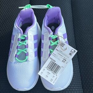 Brand New Purple/ Green and White Adidas  Toddler Girls Size 9 shoes